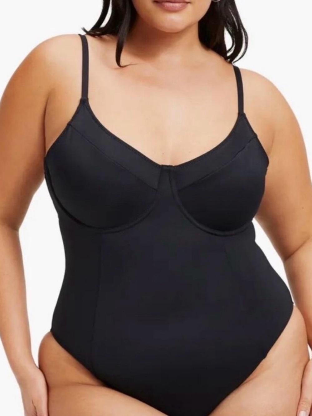 NWT Women’s Good American Black Scuba Show Off One Piece Swimsuit Sz 6 2X XXL